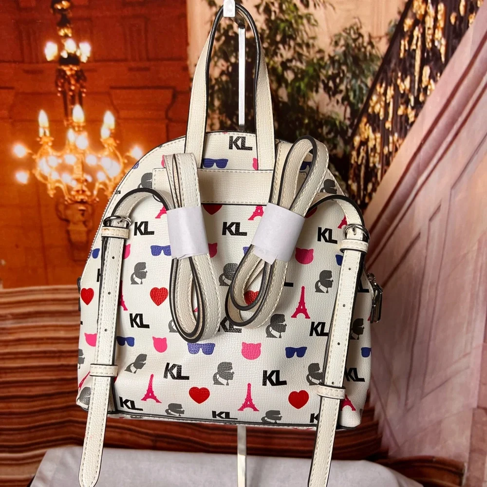 Karl Lagerfeld Effiel Tower Paris Mini White Patterned Backpack 🏴󠁧󠁢󠁥󠁮󠁧󠁿